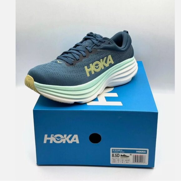 Men's HOKA Bondi 8  - Color: Midnight Ocean Bluesteel - NEW NEW NEW - Picture 3 of 5